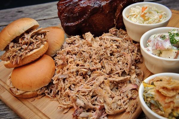 Barbecue meal on a cutting board