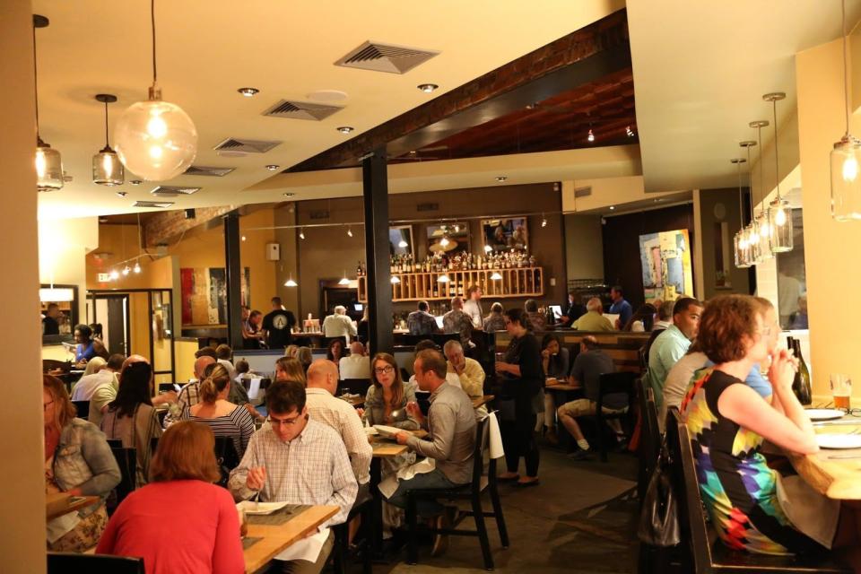 People dining in a restaurant