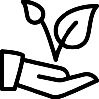 Icon of a hand holding a plant