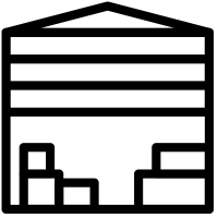 Icon of a building with boxes inside