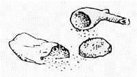 Line drawings of a historical spoon and related fragments