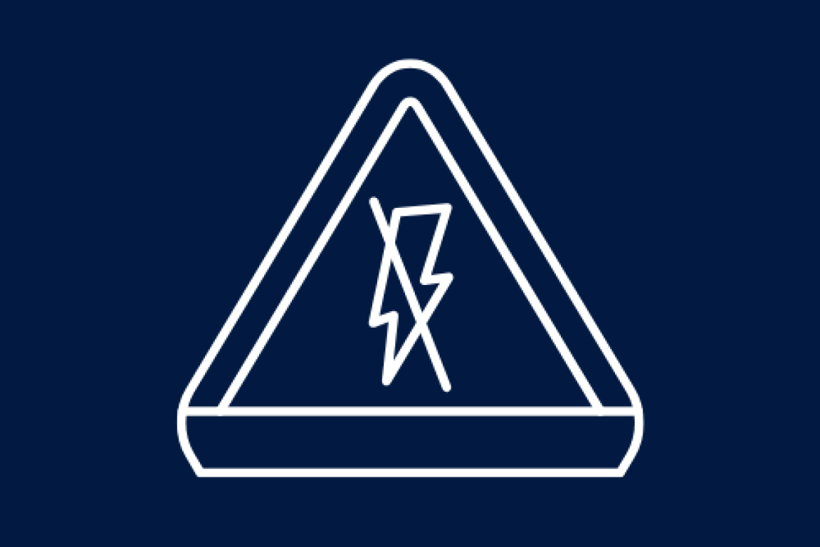 triangle with line through lightening bolt