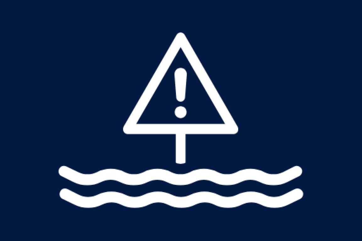 water with warning explanation point