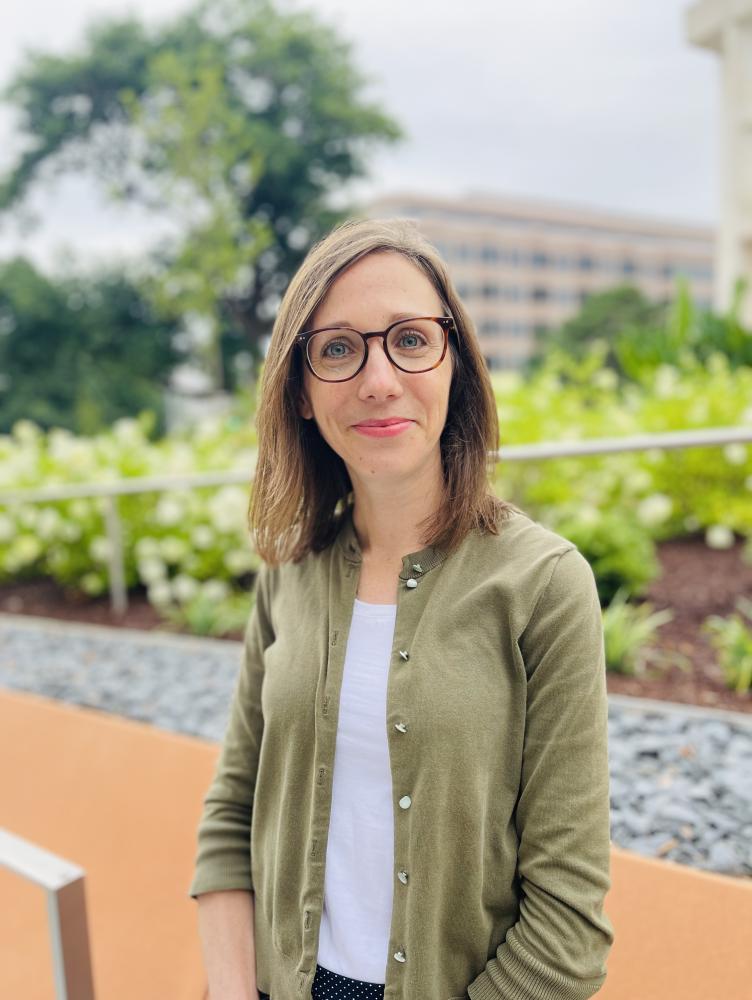 Sarah Gransee in front of a landscape