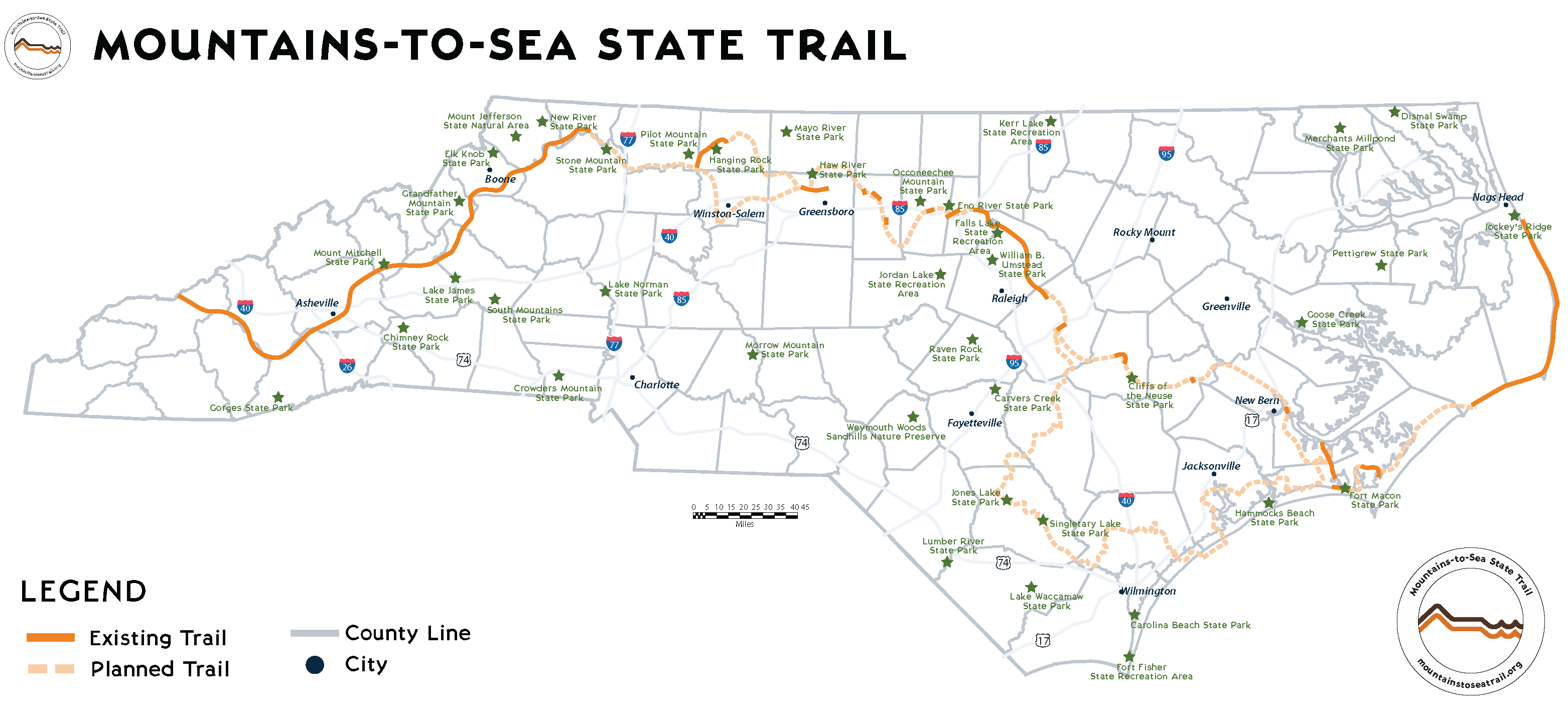 Mountains to Sea State Trail - Mountains Sea State Trail Map 2022 