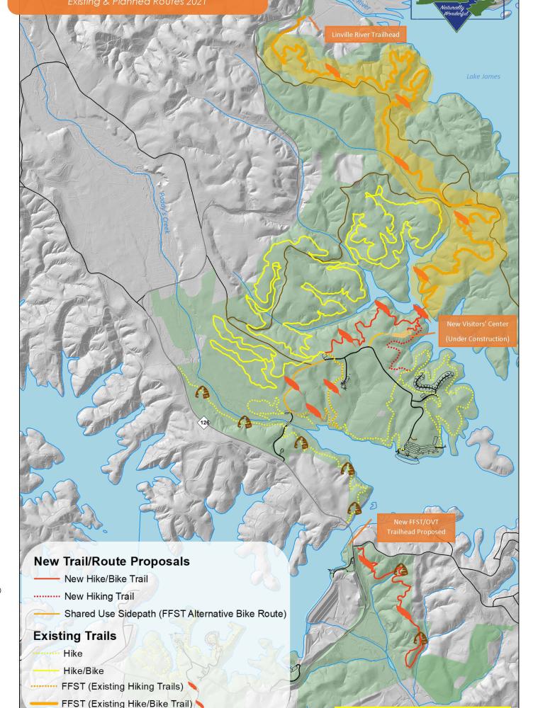 Map of Long Arm Peninsula in Lake James State Park