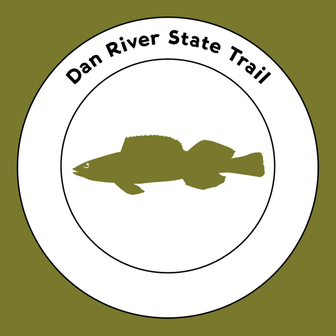 Trail blaze for Dan River State Trail on a Spanish bistre color background