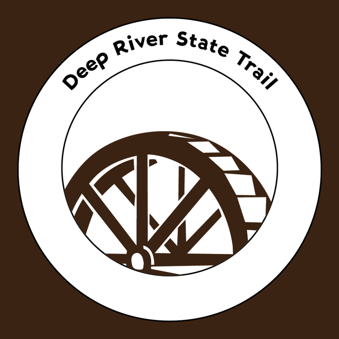 Trail blaze for Deep River State Trail on a bistre color background