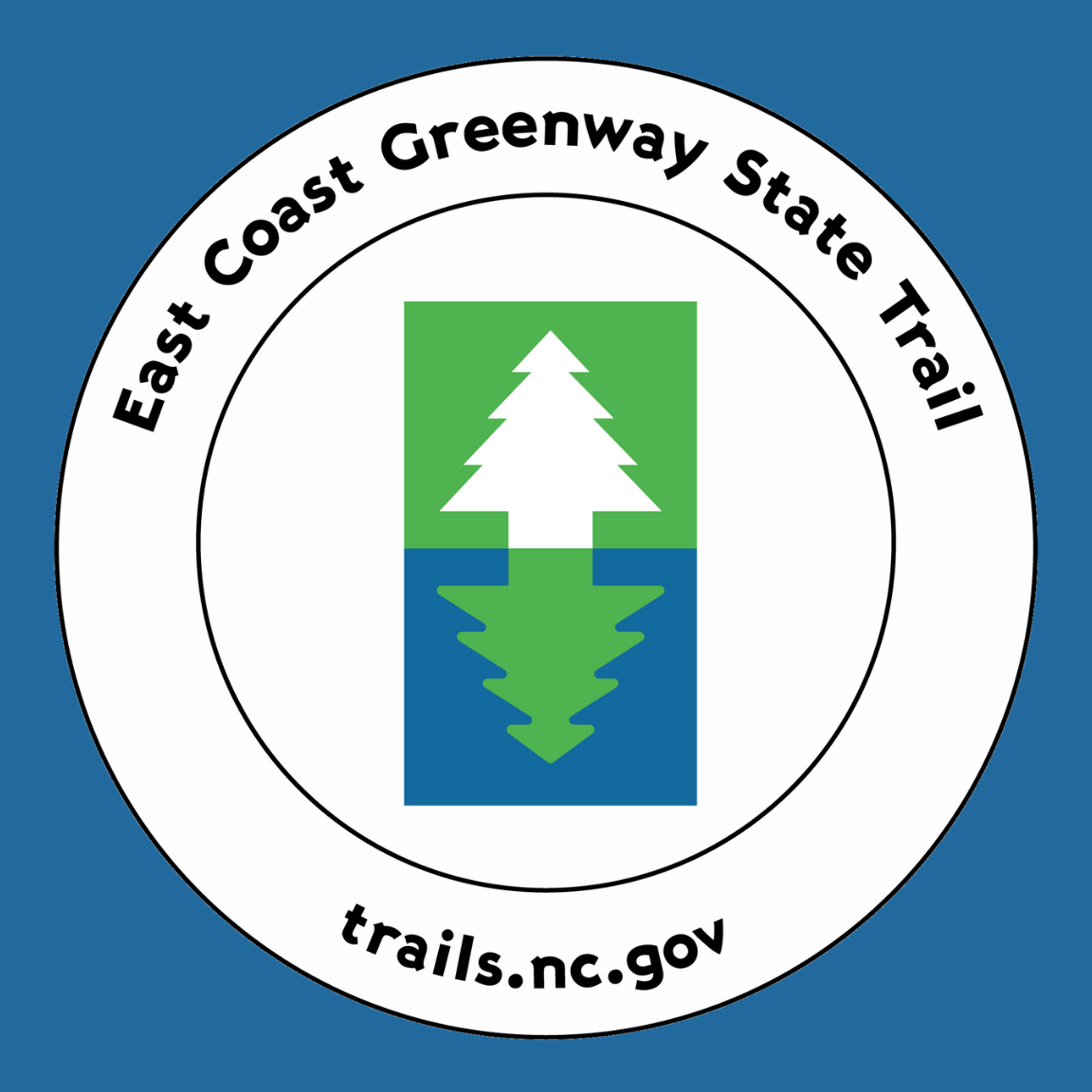 East Coast Greenway State Trail blaze with pine tree