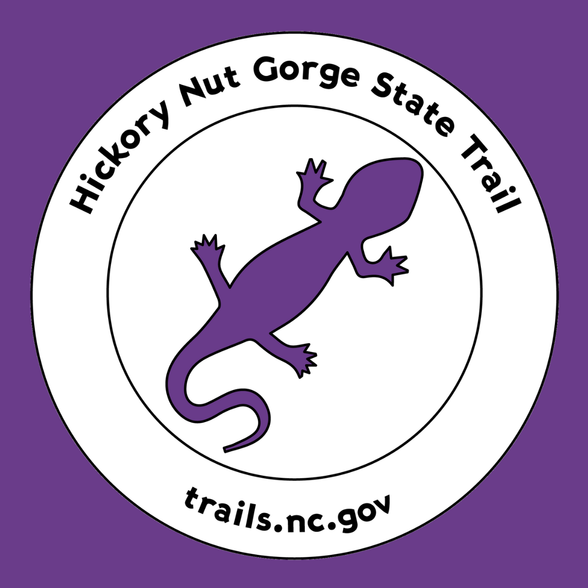 Hickory Nut Gorge State Trail blaze with lizard