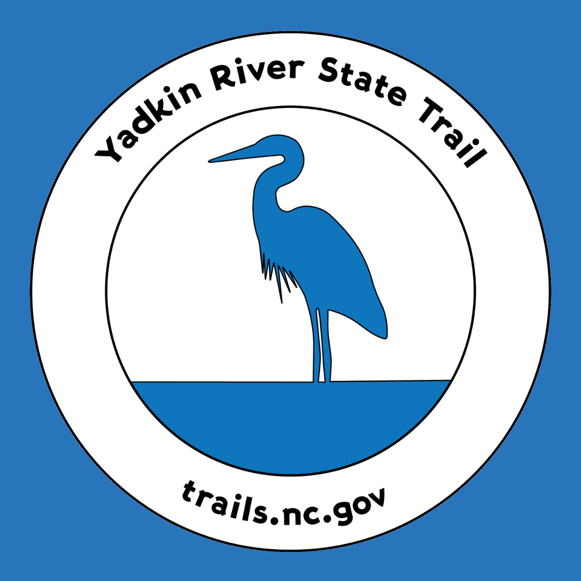 Yadkin River State Trail blaze with a heron