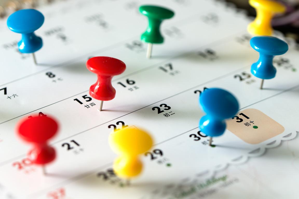 Calendar with pins