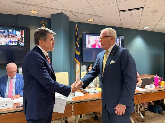 State Treasurer Brad Briner welcomed Bill McBrayer of Hickory, N.C. to the LGC board meeting on Tuesday, September 1, 2026.
